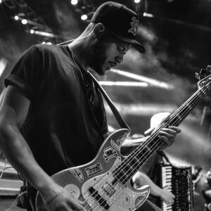 Lucas Mattos, a Brazilian bass player, is known for his versatile style and deep groove, blending traditional rhythms with contemporary techniques across various genres.